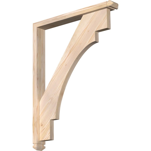 Ekena Millwork Merced Arts and Crafts Smooth Bracket w/ Offset Brace, Douglas Fir, 3 1/2"W x 28"D x 36"H BKT0402X28X36MRC03SDF - main